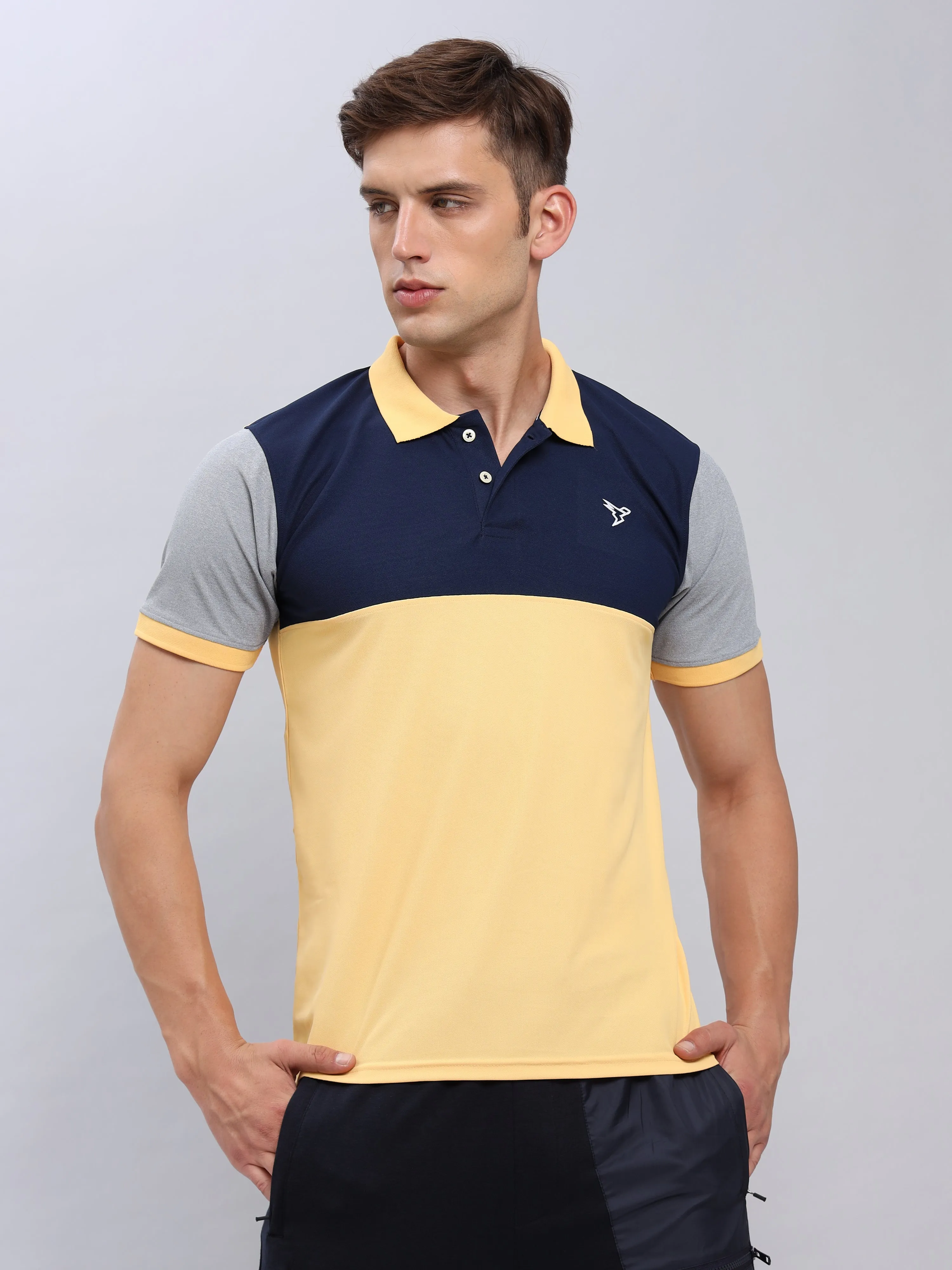 Men Colorblock Slim Fit Polo T-shirt with MATPIQ Moisture Wicking Fabric Reinforced Stitching