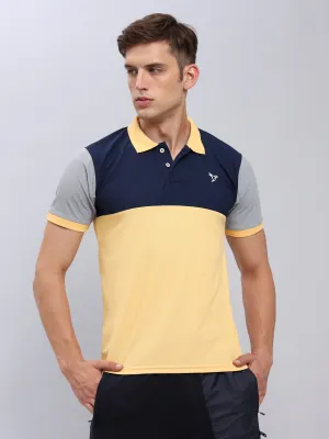 Men Colorblock Slim Fit Polo T-shirt with MATPIQ Stretch Fabric Construction Quality Fabric