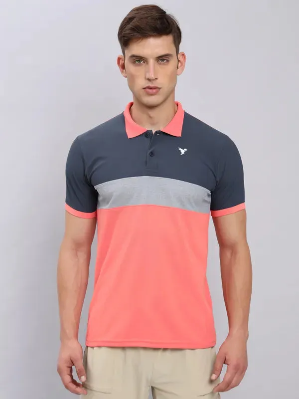 Men Colorblock Slim Fit Polo T-shirt with MATPIQ Urban Look