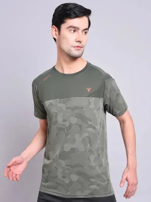 Comfortable Wear Casual Chic Look Men Jacquard Slim Fit Crew Neck T-shirt with VENTMESH