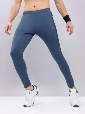 Men Melange Slim Fit Trackpants with TECHNO DRY Breathable Mesh Panels Performance Flex