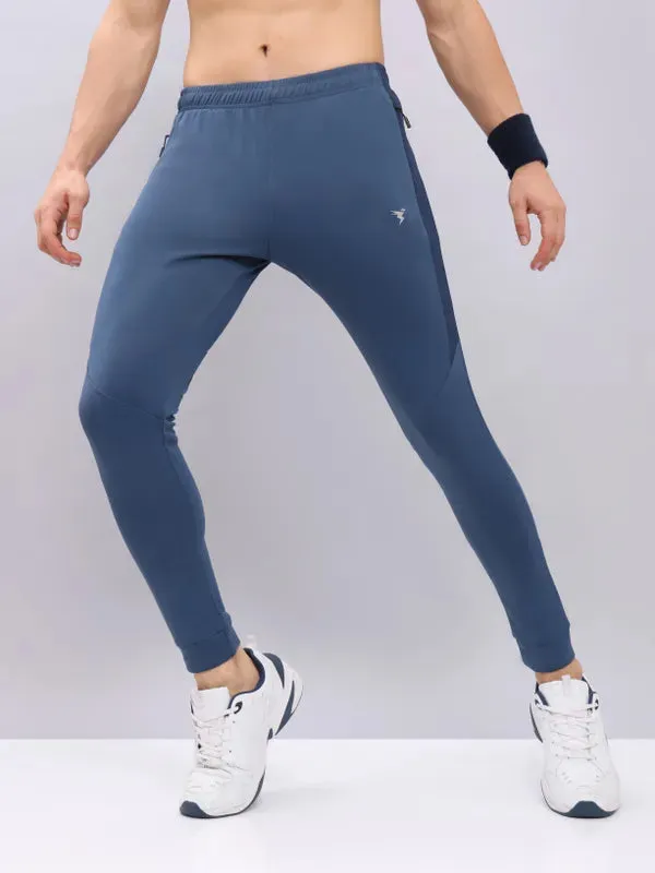 Men Melange Slim Fit Trackpants with TECHNO DRY Breathable Mesh Panels Performance Flex