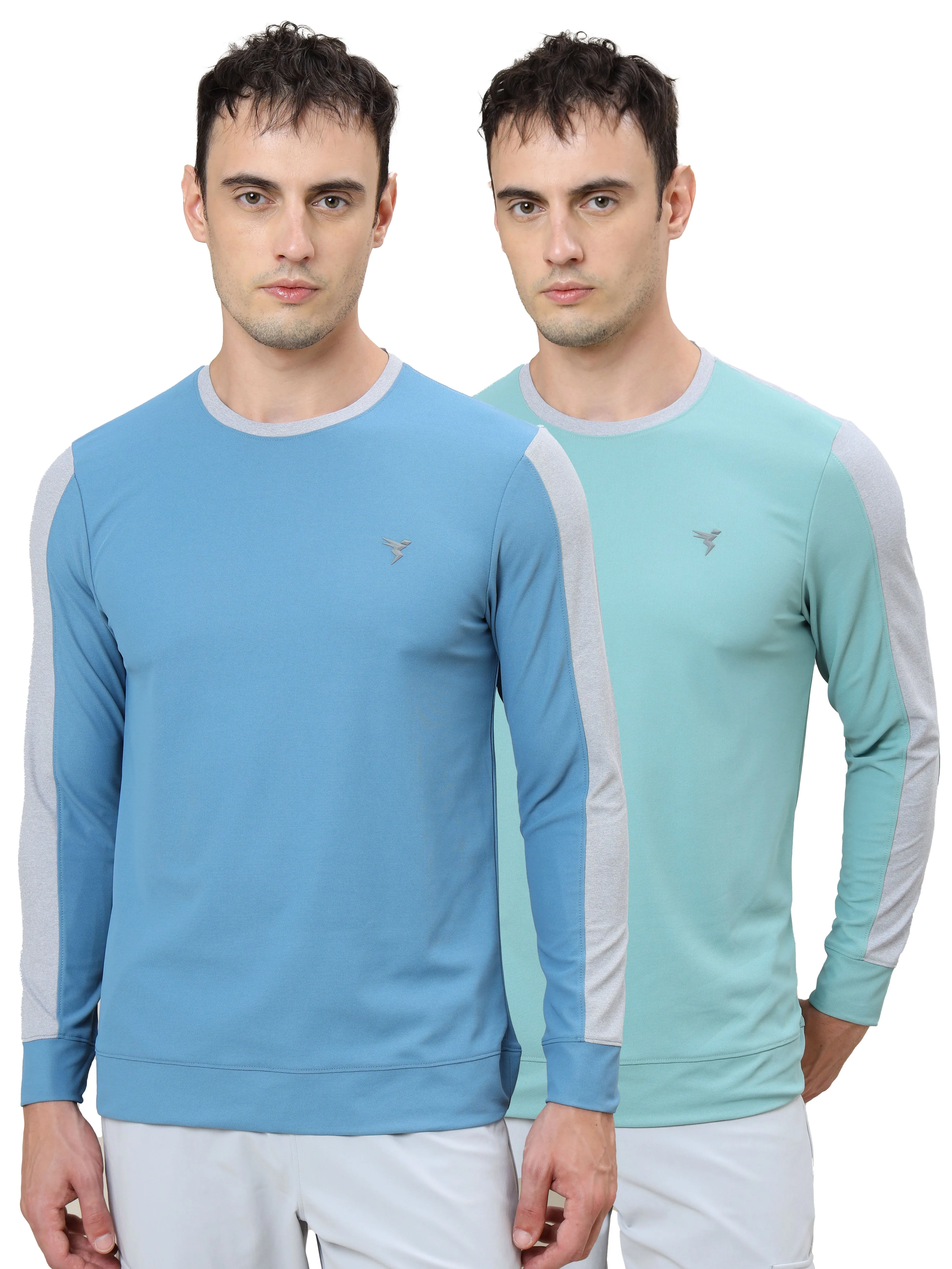 Men Colorblock Slim Fit Crew Neck T-shirt with MATPIQ (Pack of 2) Light Comfort Style Durable Color Retention