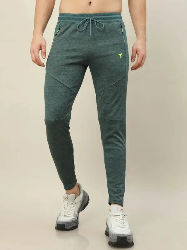 Men Melange Slim Fit Trackpants with TECHNO DRY Supportive Cushioning Abrasion Free Zippers