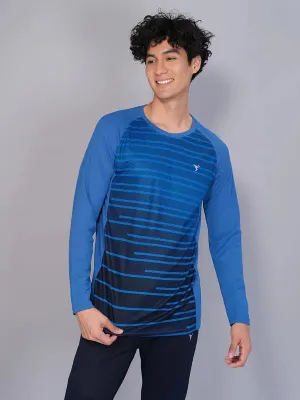 Outdoor Adventure Men Geometric Slim Fit Crew Neck T-shirt with TECHNO COOL
