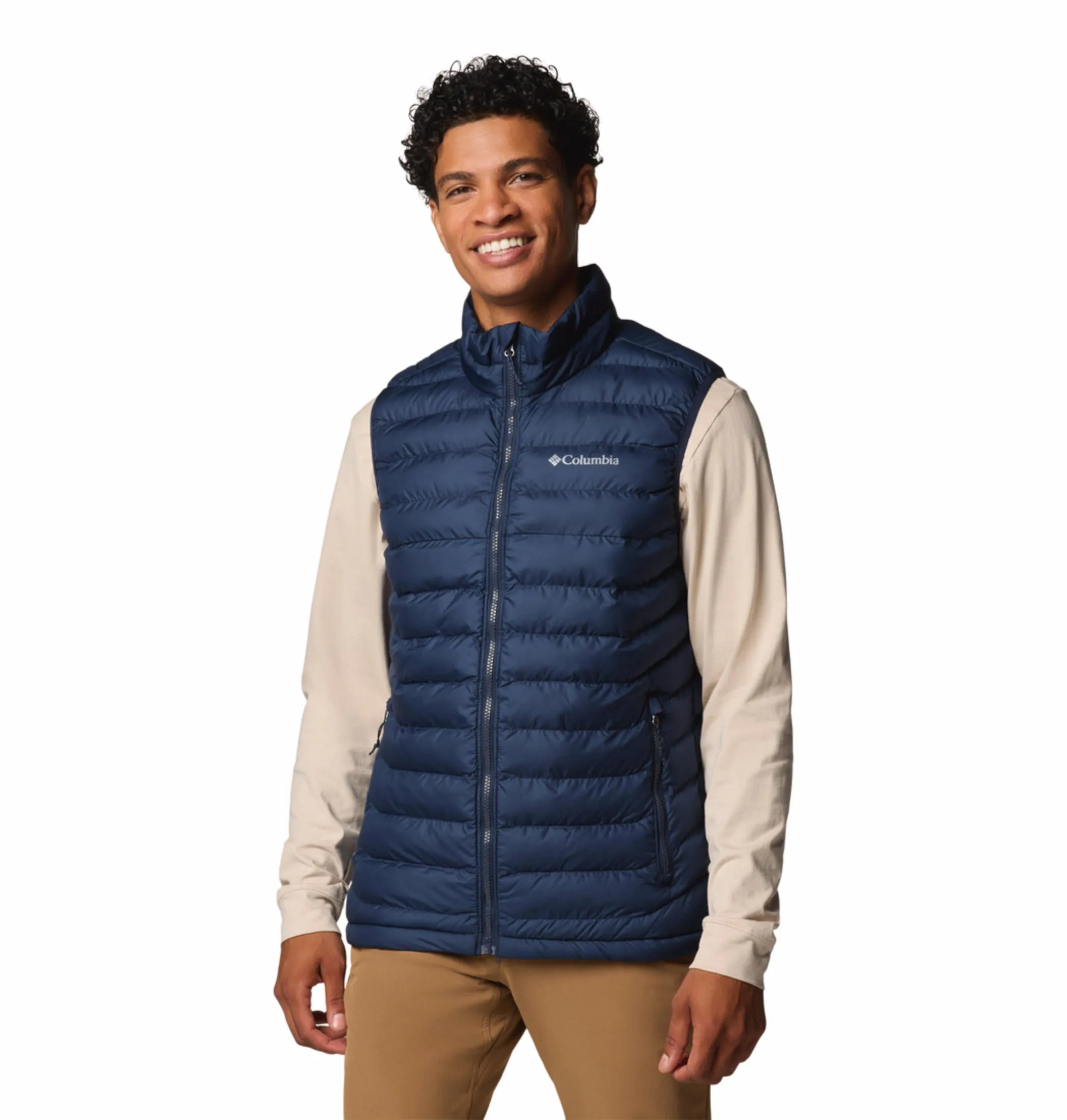 Columbia Men Blue Powder Lite II Vest moisture - wicking clothing Snap fastener