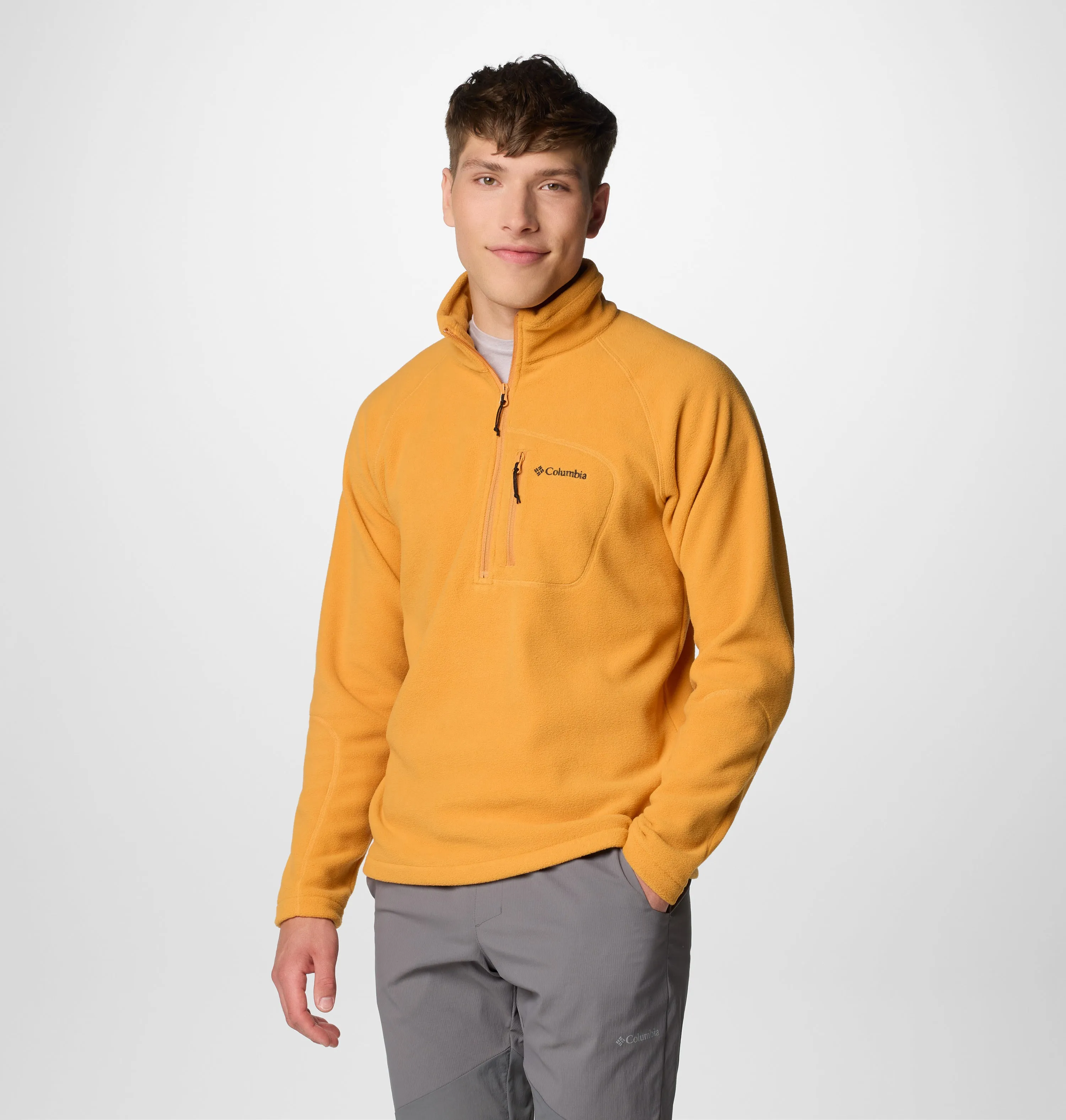 Slope Ready Columbia Men Orange Fast Trek III Half Zip Fleece