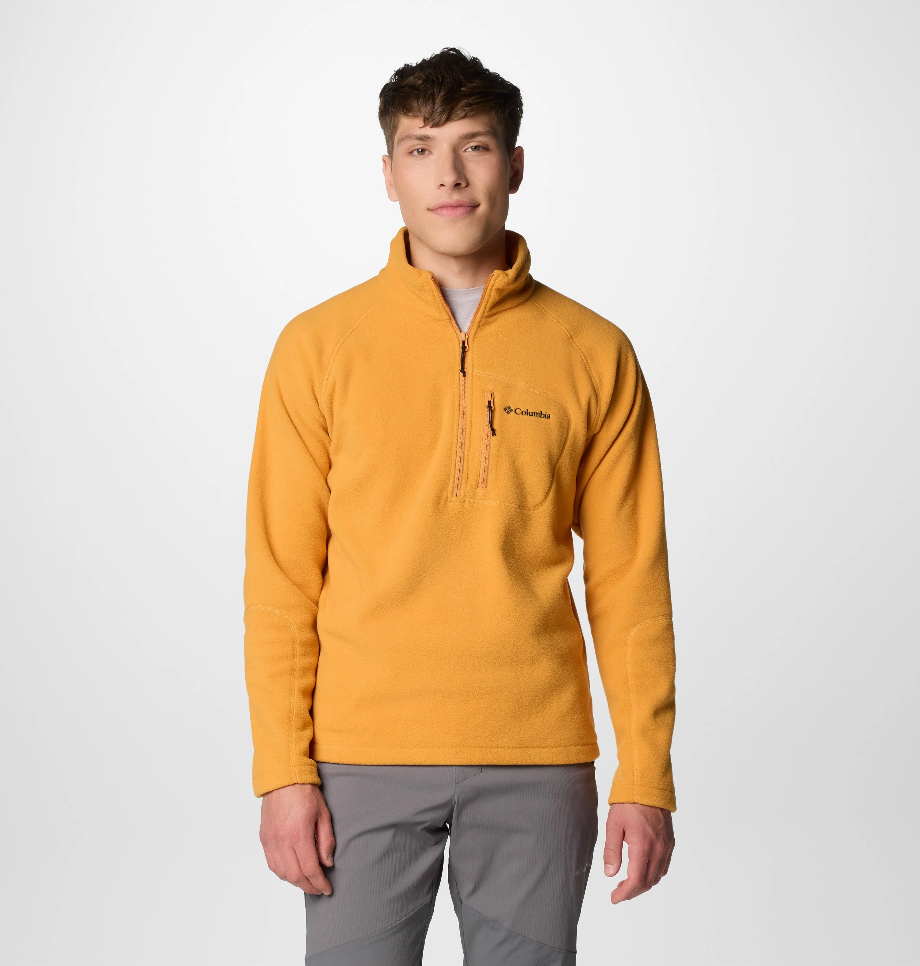 Stay Loose Layer Up Columbia Men Orange Fast Trek III Half Zip Fleece