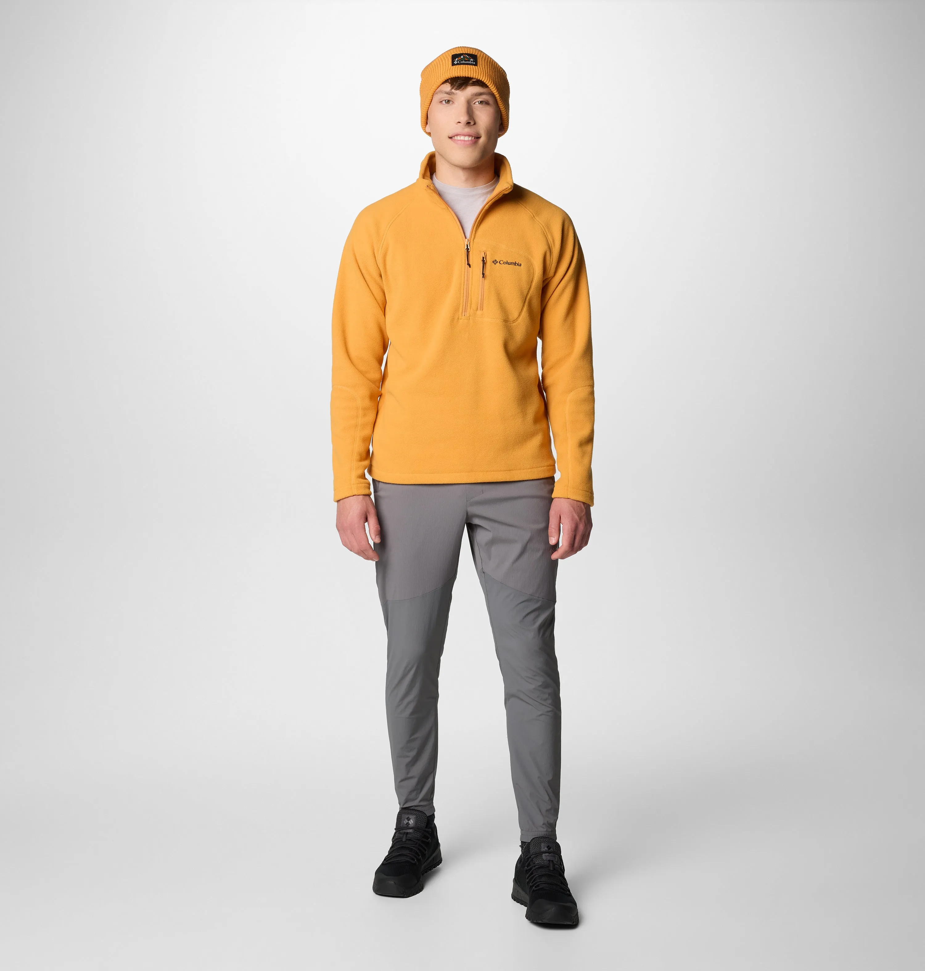 Columbia Men Orange Fast Trek III Half Zip Fleece Running Gear
