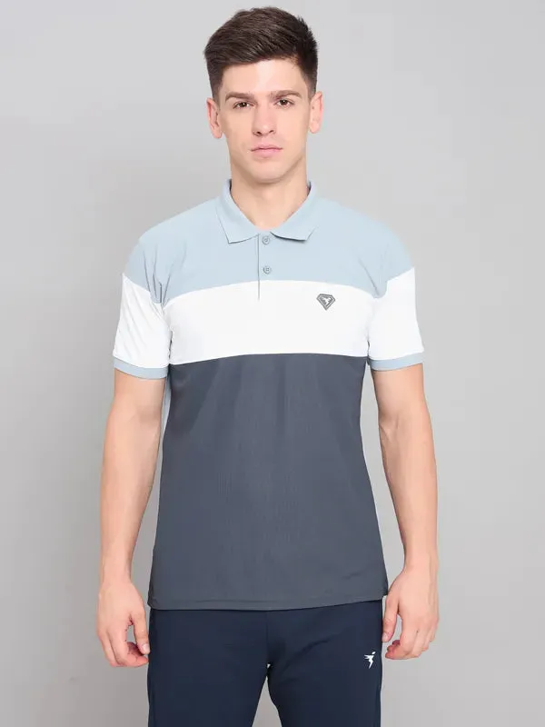 Dressy Casual Soft Feel Men Colorblock Slim Fit Polo T-shirt with MATPIQ