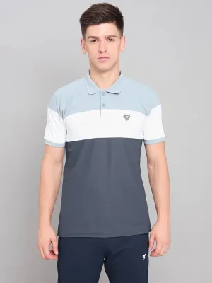 Dressy Casual Soft Feel Men Colorblock Slim Fit Polo T-shirt with MATPIQ