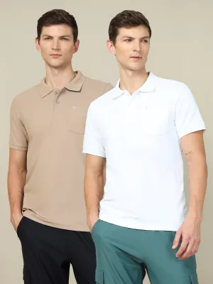 Dressy Casual Comfort Wearable Men Solid Slim Fit Polo T-shirt with MATPIQ (Pack of 2)