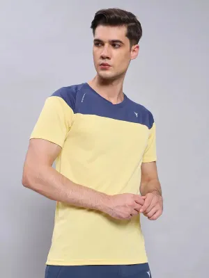 Chic and Cozy Wear Men Colorblock Slim Fit Crew Neck T-shirt with TECHNO COOL 