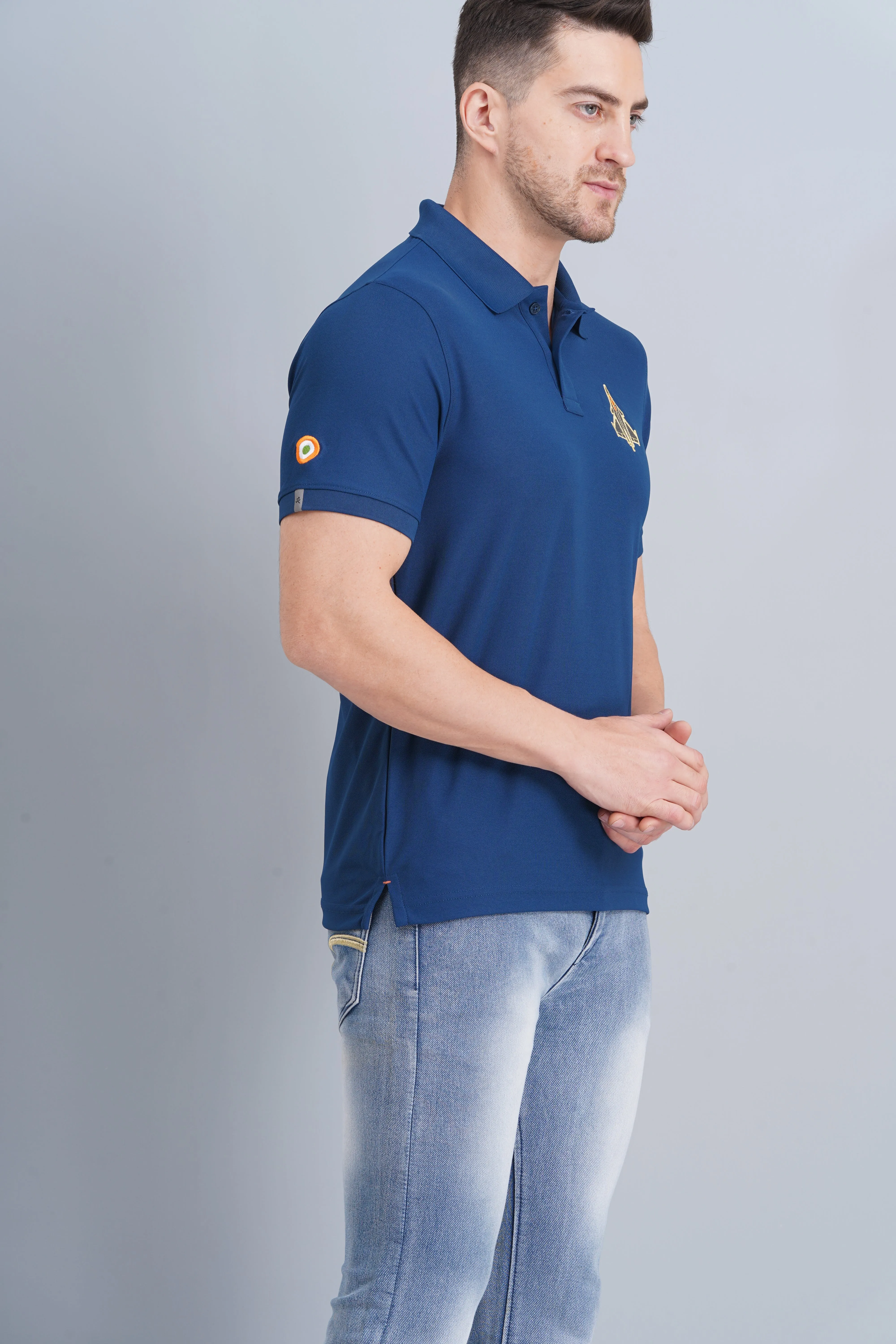 SnagProof Material Men's Polo T Shirt Rafale Rama Blue