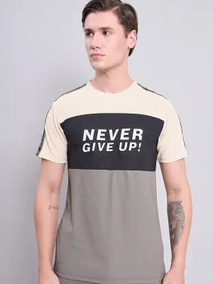 School spirit Men Colorblock Slim Fit Crew Neck T-shirt with MATPIQ