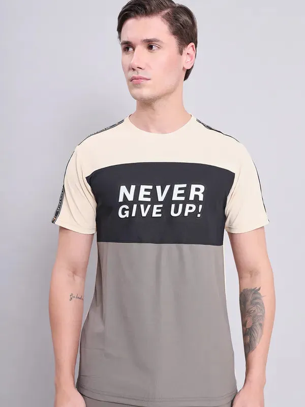 School spirit Men Colorblock Slim Fit Crew Neck T-shirt with MATPIQ