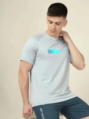 Men Graphic Printed Slim Fit Crew Neck T-shirt with TECHNO COOL  Active Wear