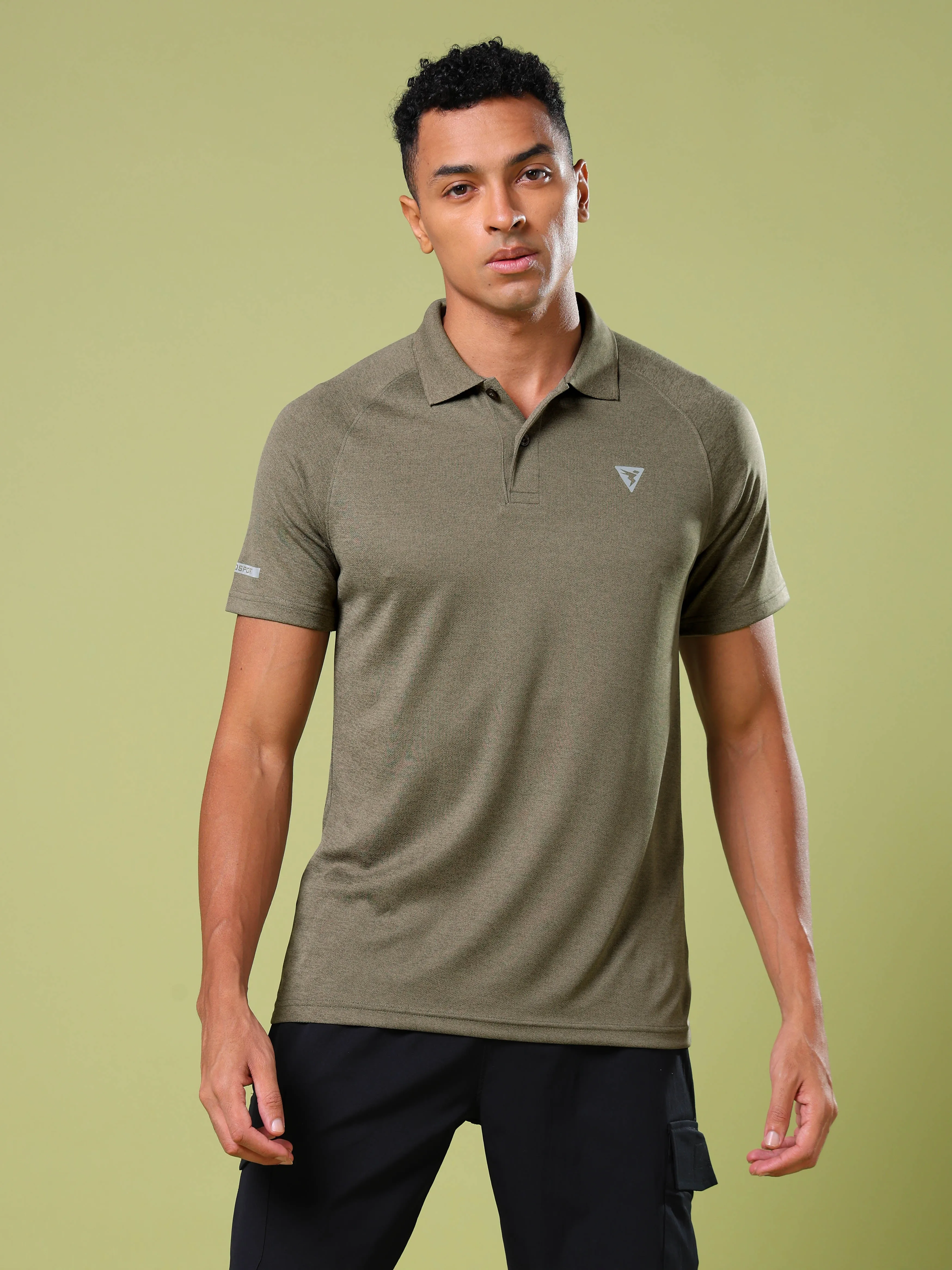 Men Melange Slim Fit Polo T-shirt with DOUBLE COOL Premium Shirt