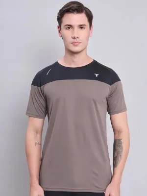 Men Colorblock Slim Fit Crew Neck T-shirt with TECHNO COOL  Minimal Fit
