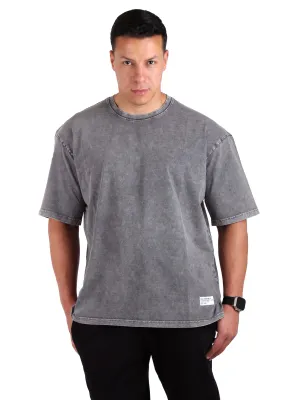 Acid Washed Oversized T-Shirt Men - Gray UV Protection