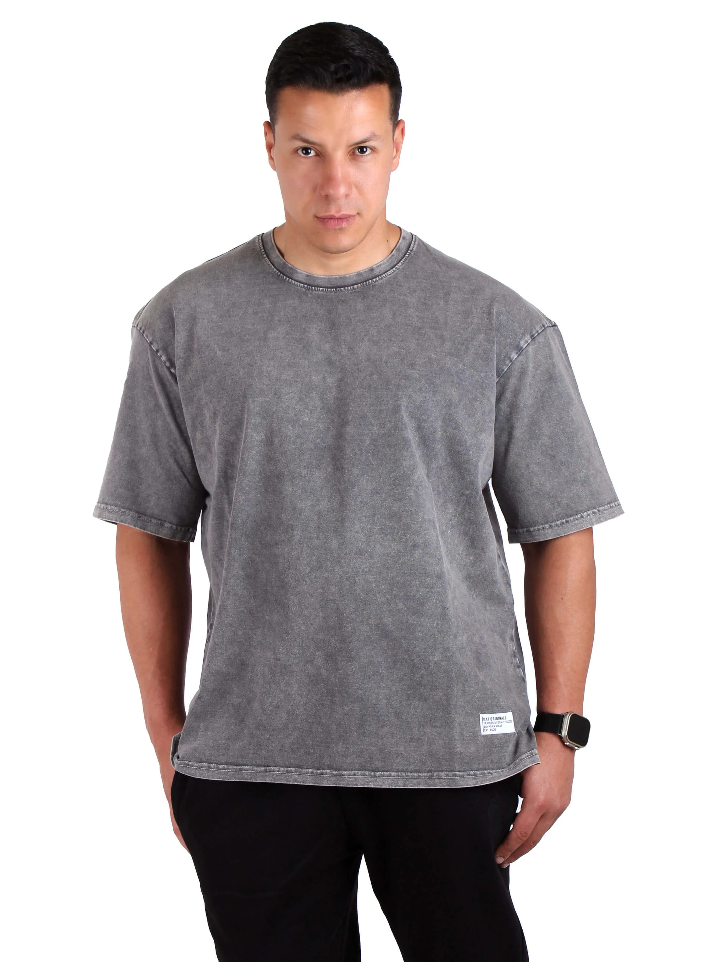 Acid Washed Oversized T-Shirt Men - Gray Non Irritating Edges large scale projects