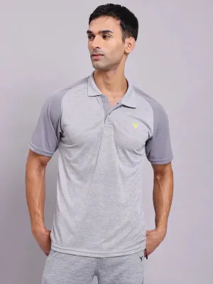 Men Melange Slim Fit Polo T-shirt with DOUBLE COOL sporty wear Sporty Appearance