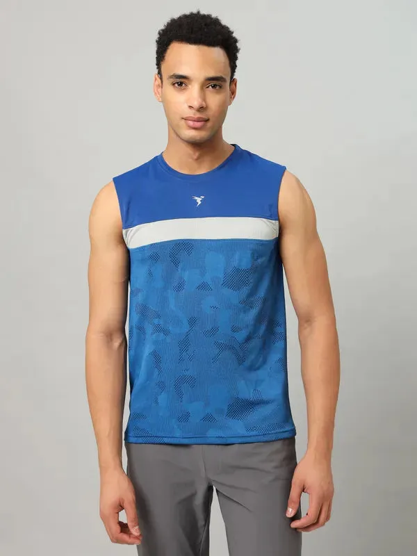 Multi Panel Design Travel Essential Men Jacquard Slim Fit Crew Neck Innerwear Vest with VENTMESH