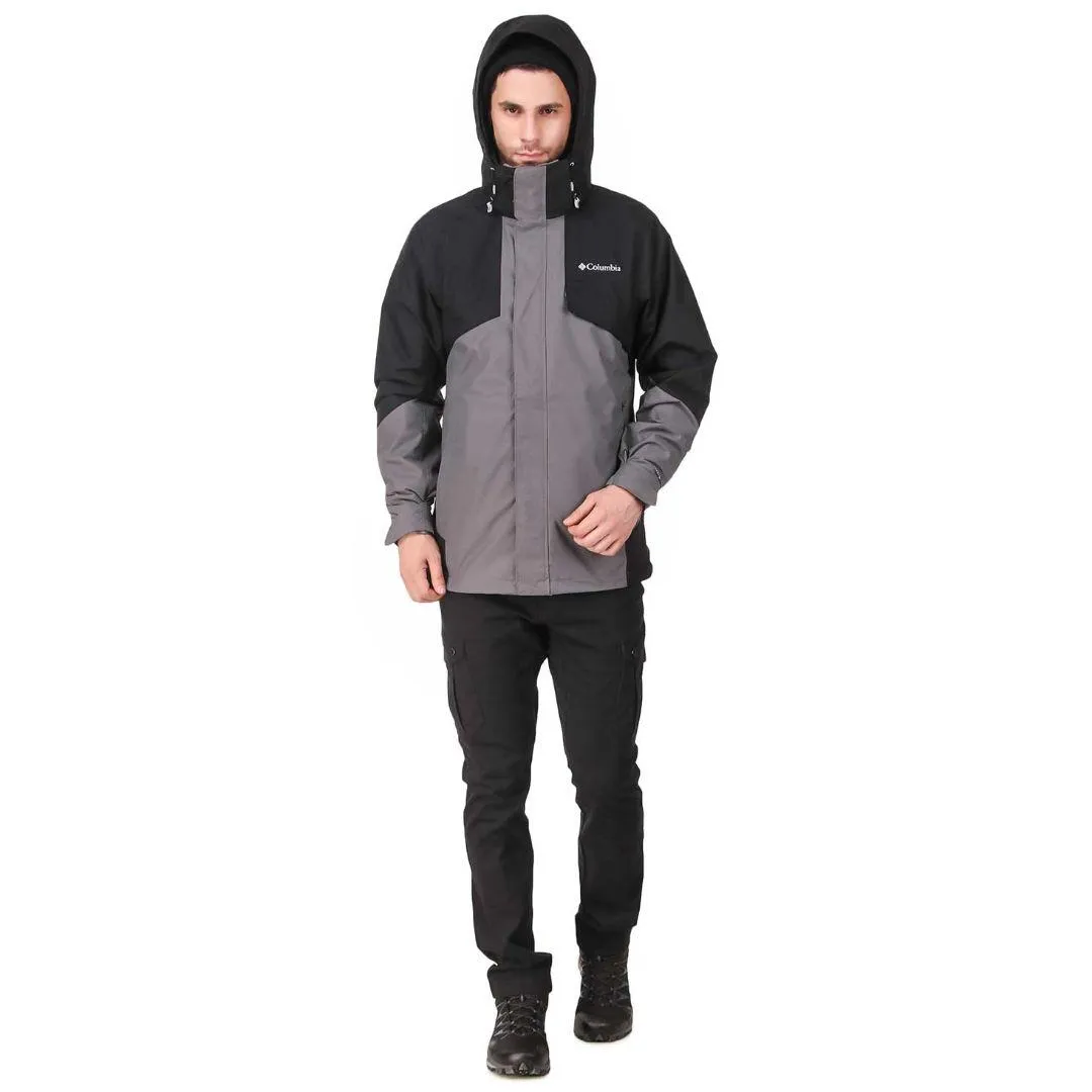 Columbia Men Grey Bugaboo II Fleece Interchange Jacket Collared Talent