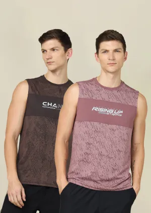 Agile Minimalist Styling Men Printed Slim Fit Crew Neck Innerwear Vest with TECHNO COOL  (Pack Of 2)