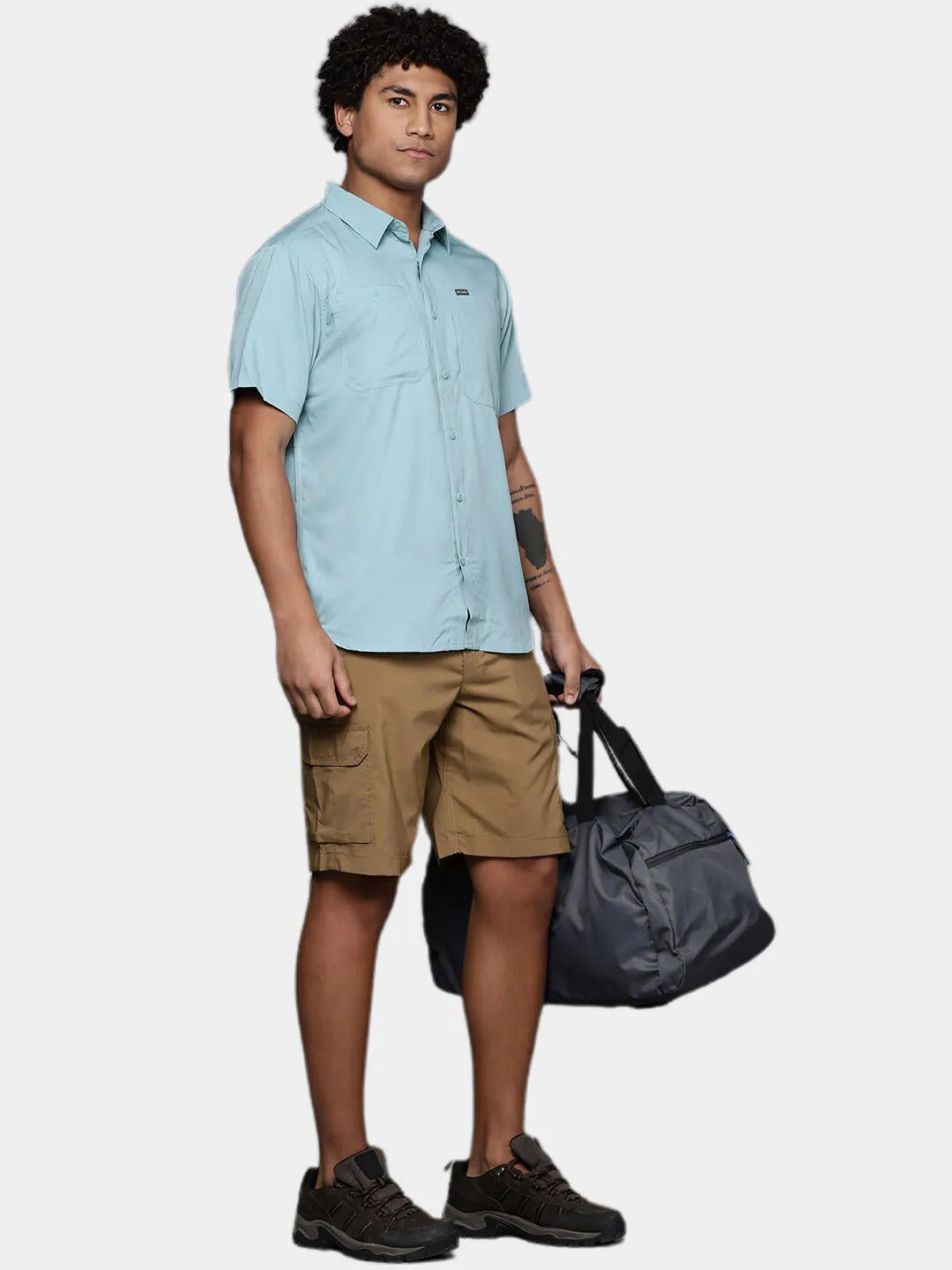 Columbia Men Blue Silver Ridge Utility Lite Short Sleeve (Sun Protection) Formal Look FlexSeamTechnology