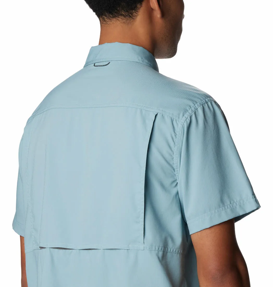 Columbia Men Blue Silver Ridge Utility Lite Short Sleeve (Sun Protection) NoSlip Hem