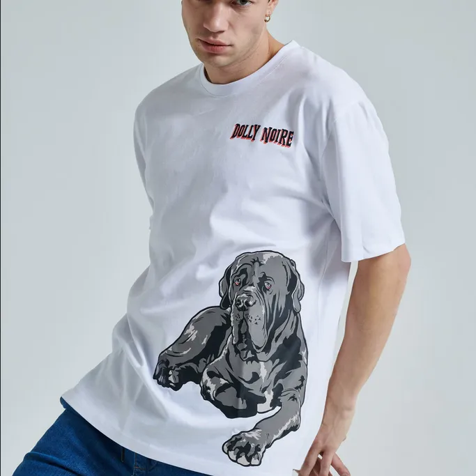 Comfy Style weekday wear Dolly Noire Mastino Napoletano Tee ts096-ta-02 white