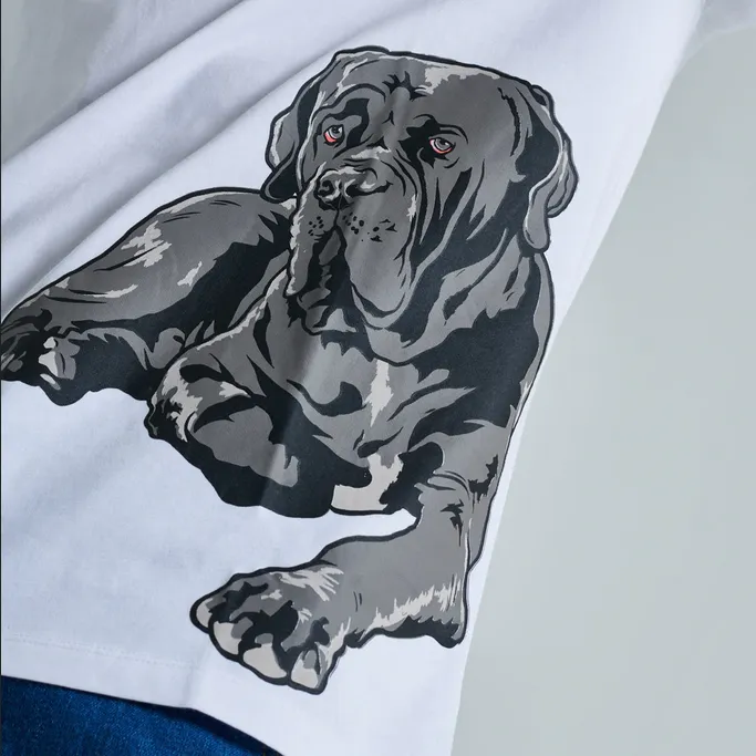 Short sleeved breeziness Dolly Noire Mastino Napoletano Tee ts096-ta-02 white