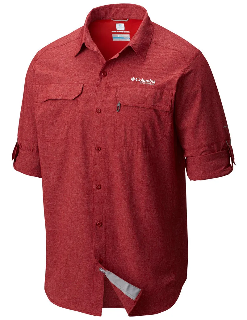 Columbia Men Red Irico Mens Long Sleeve Shirt EcoFriendlyDyeProcess CompressionFreeCuffs