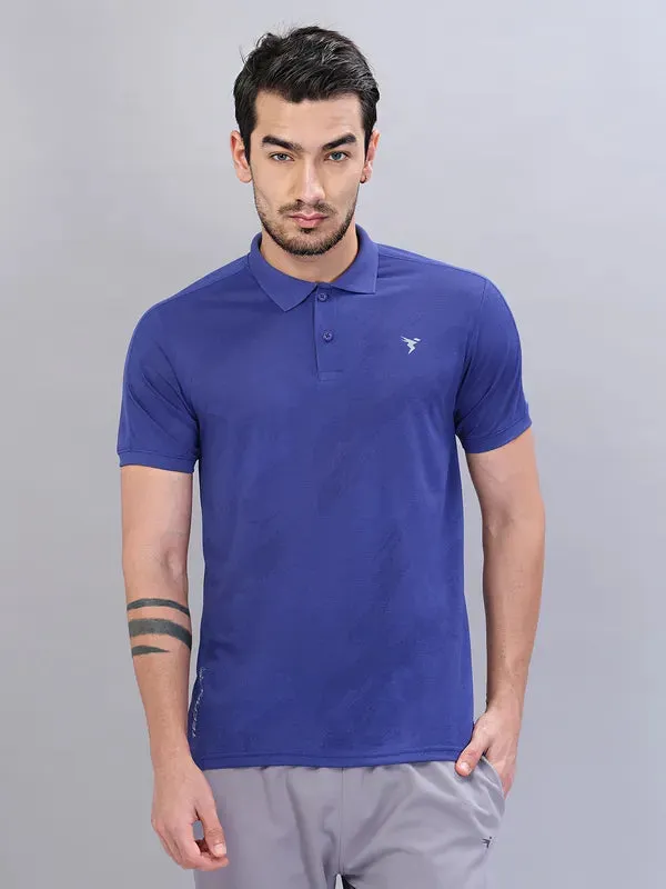 Layering Fashion Men Self Design Slim Fit Polo T-shirt with VENTMESH