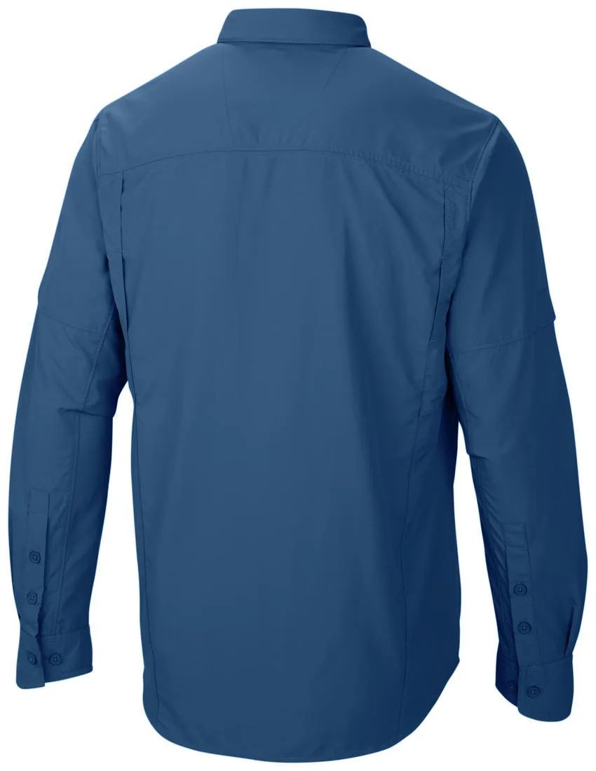 Sustainable Base Columbia Men Blue Silver Ridge Long Sleeve Shirt (Sun Protection)