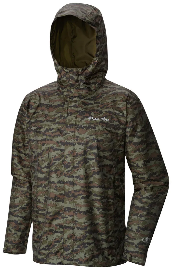 Columbia Men Green Watertight Printed Jacket Waterproof Non Restrictive Silhouette Anti-pilling