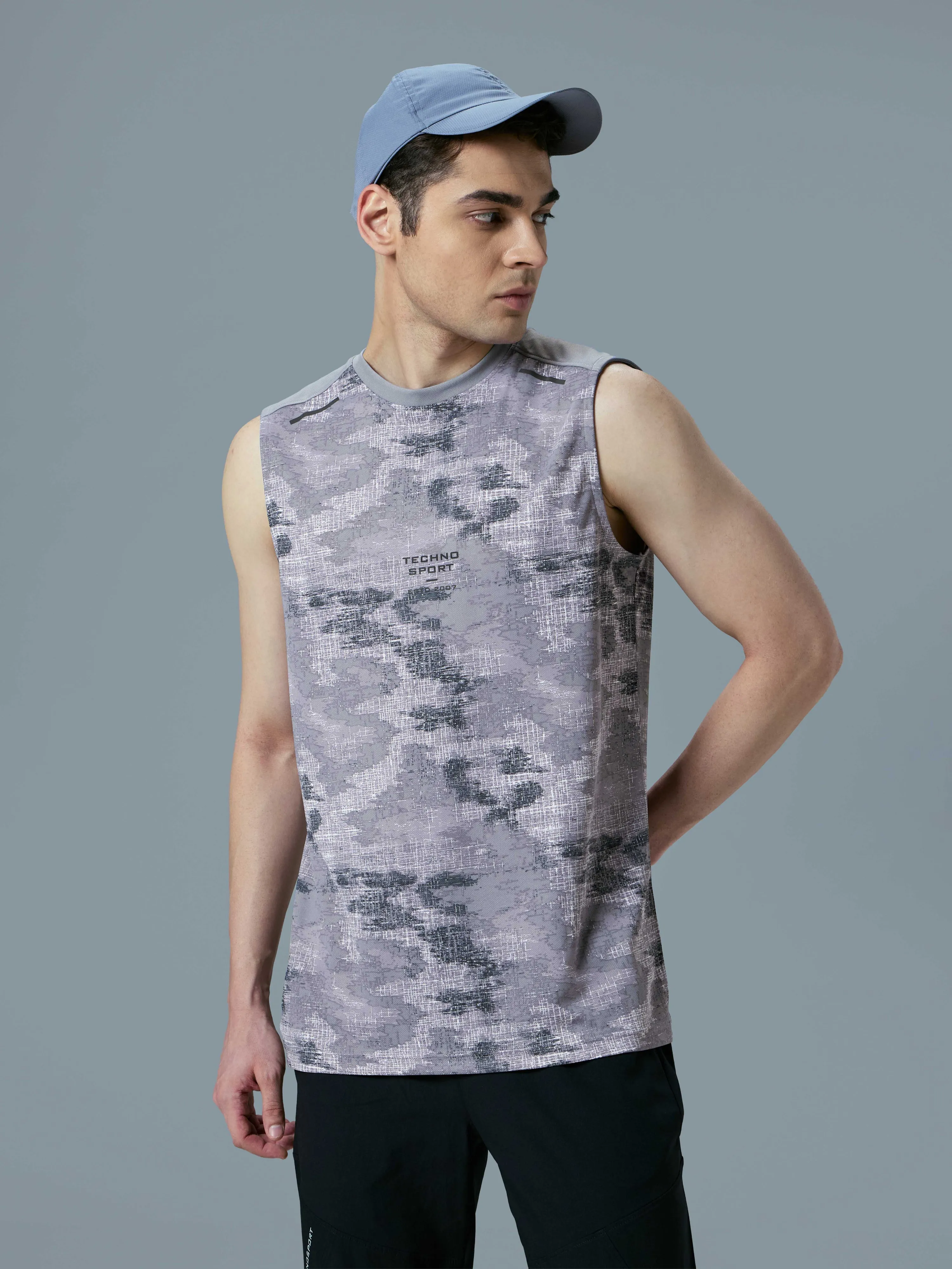 Non Irritating Edges individual use Men Printed Slim Fit Round Neck Innerwear Vest with TECHNOCOOL 