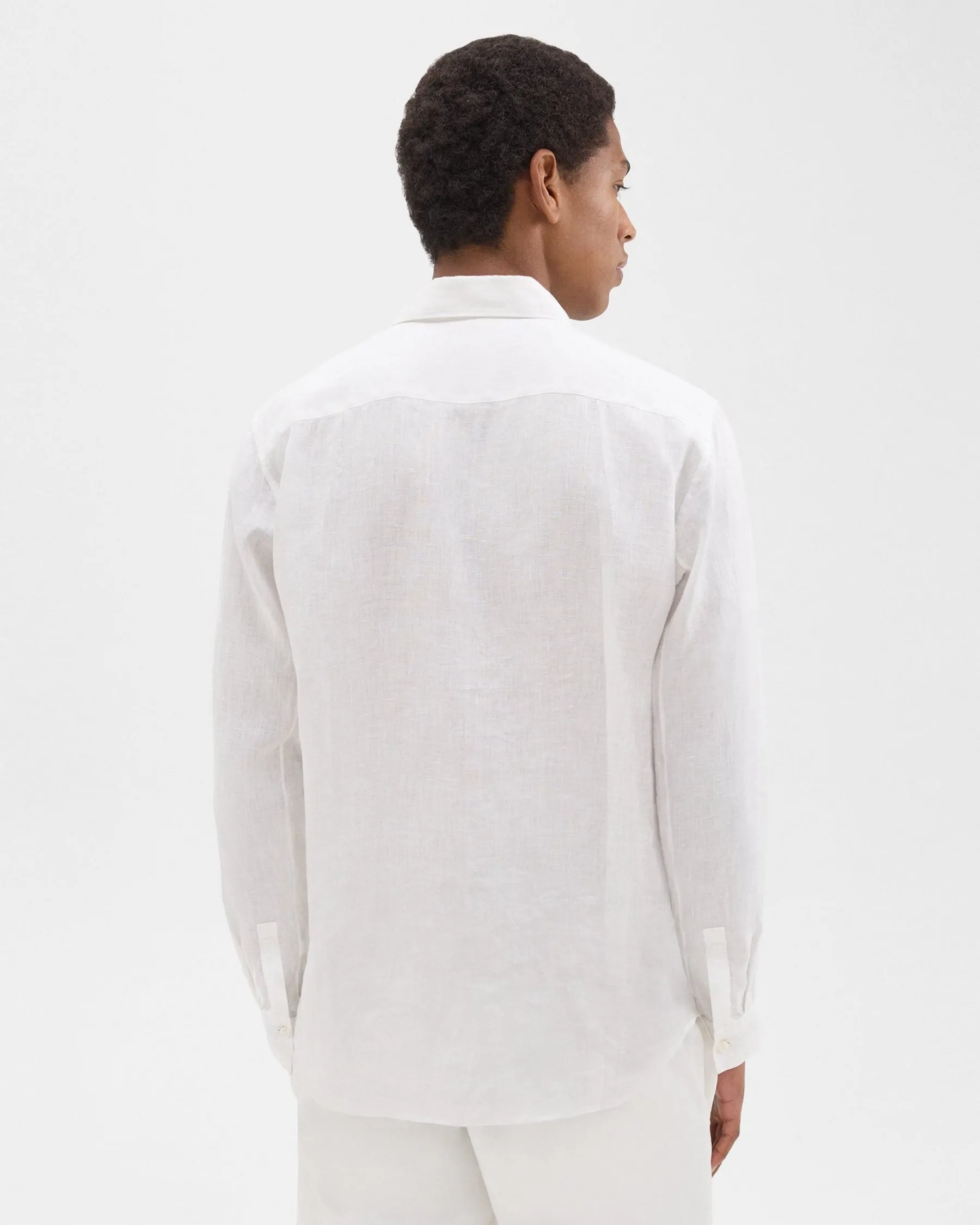 smooth zipper Essential Shirt Theory Irving Shirt in Relaxed Linen - White