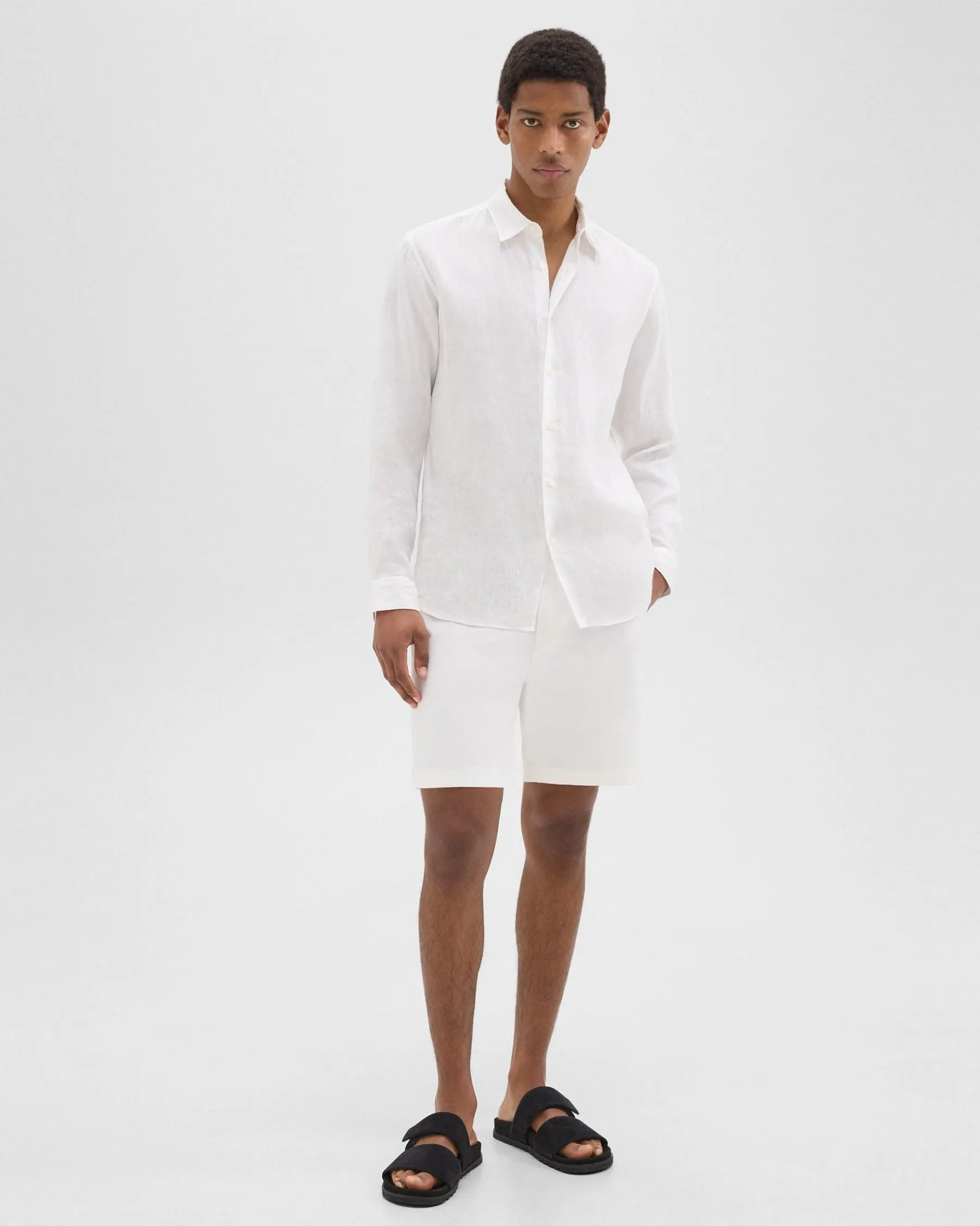 Winter Fashion AntiSnagTechnology Theory Irving Shirt in Relaxed Linen - White