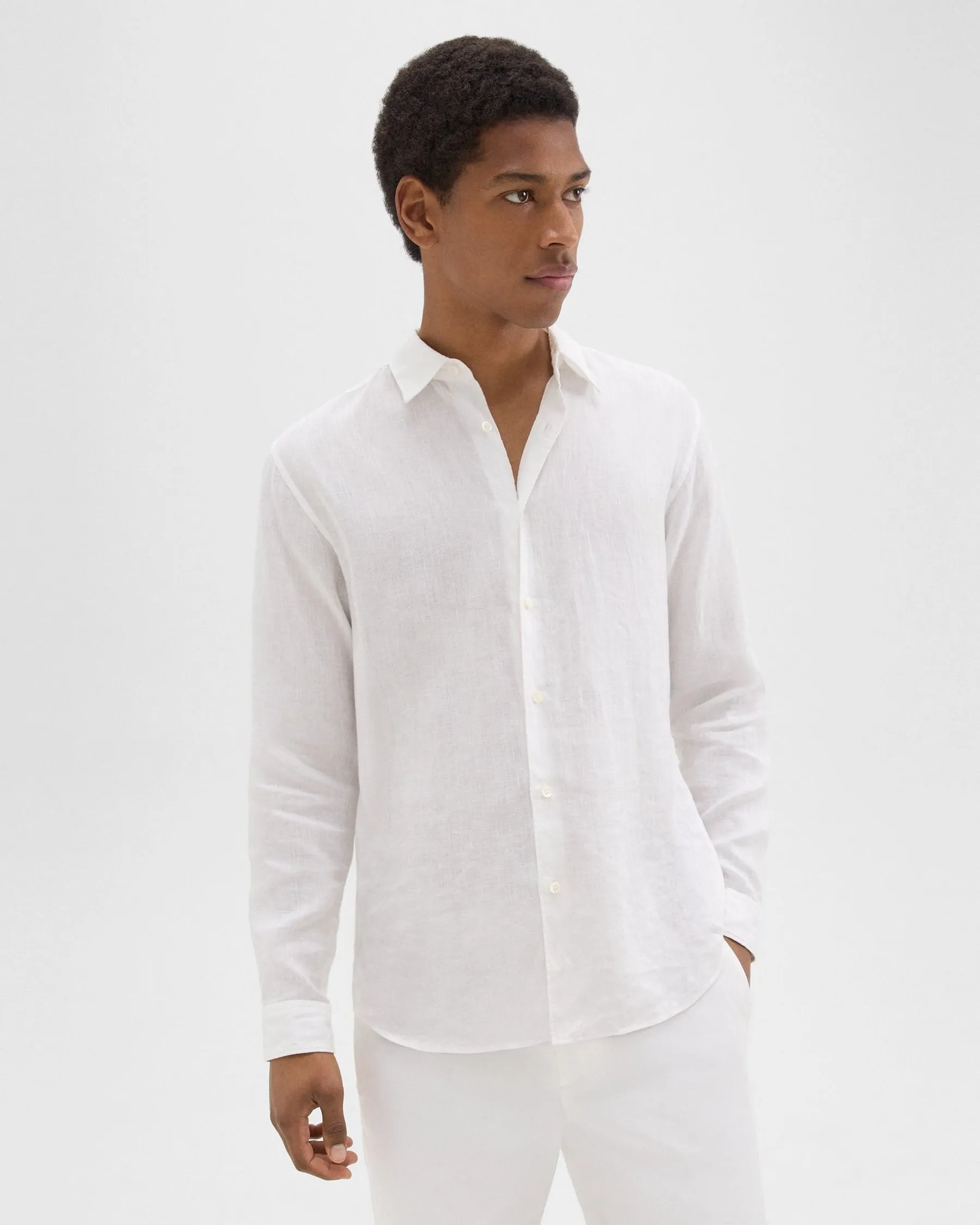 NonSlipGrip Professional Fit Theory Irving Shirt in Relaxed Linen - White