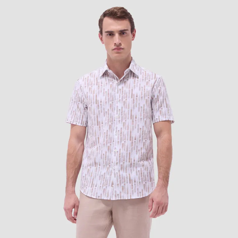 Trendy sneakers Bugatchi Orson Abstract Seersucker Short Sleeve Shirt - Camel