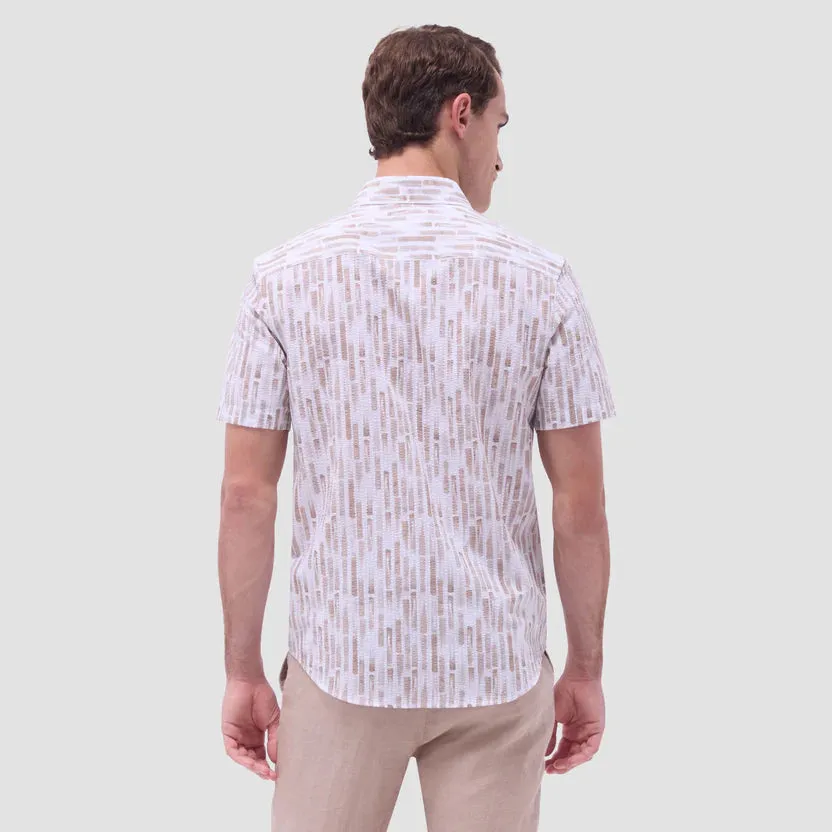Bugatchi Orson Abstract Seersucker Short Sleeve Shirt - Camel Lounge Wear Timeless Cardigan