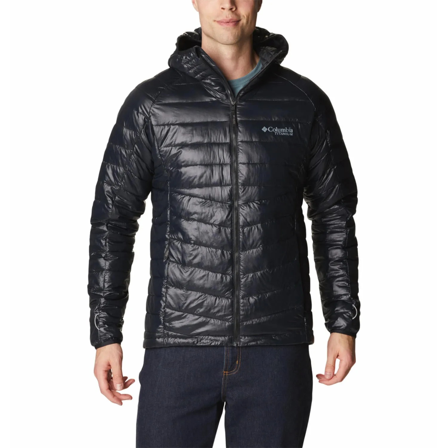 Pink Columbia Men Black Platinum Peak II Hooded Jacket