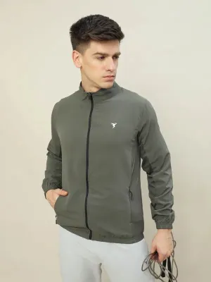 Men Solid Slim Fit Mock Neck Jacket with TECHNOLITE Comfortable Sleep Brave Fit
