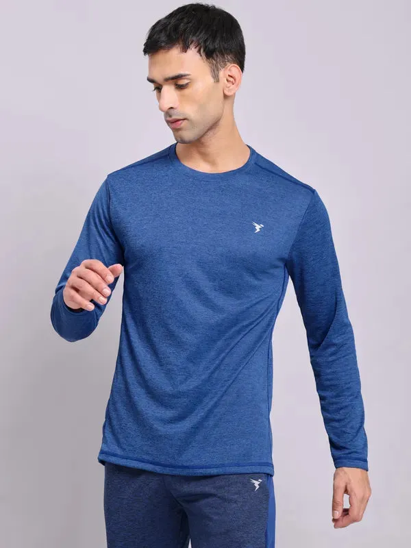 Clean Cut Sports Outfit Men Melange Slim Fit Crew Neck T-shirt with DOUBLE COOL