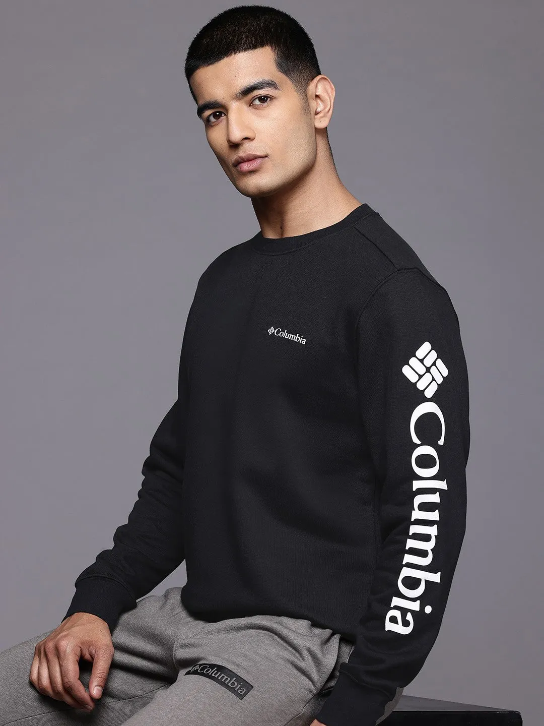 Columbia Men Black Beaumount Crew Fall Outfit
