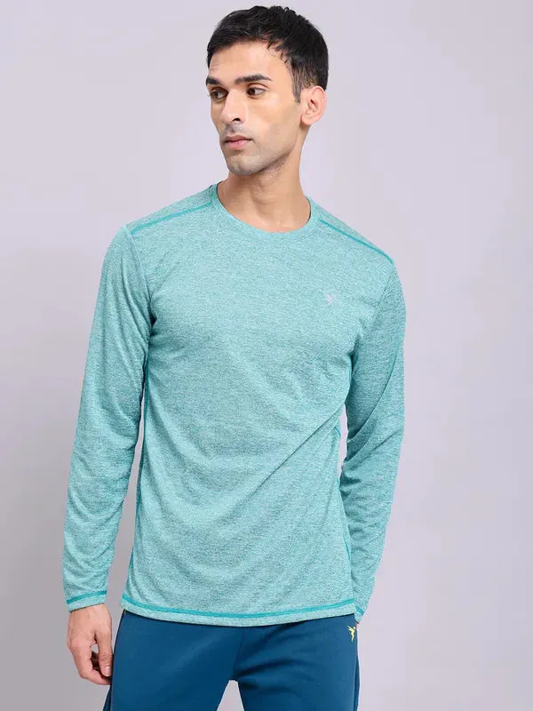 Men Melange Slim Fit Crew Neck T-shirt with DOUBLE COOL Pullover