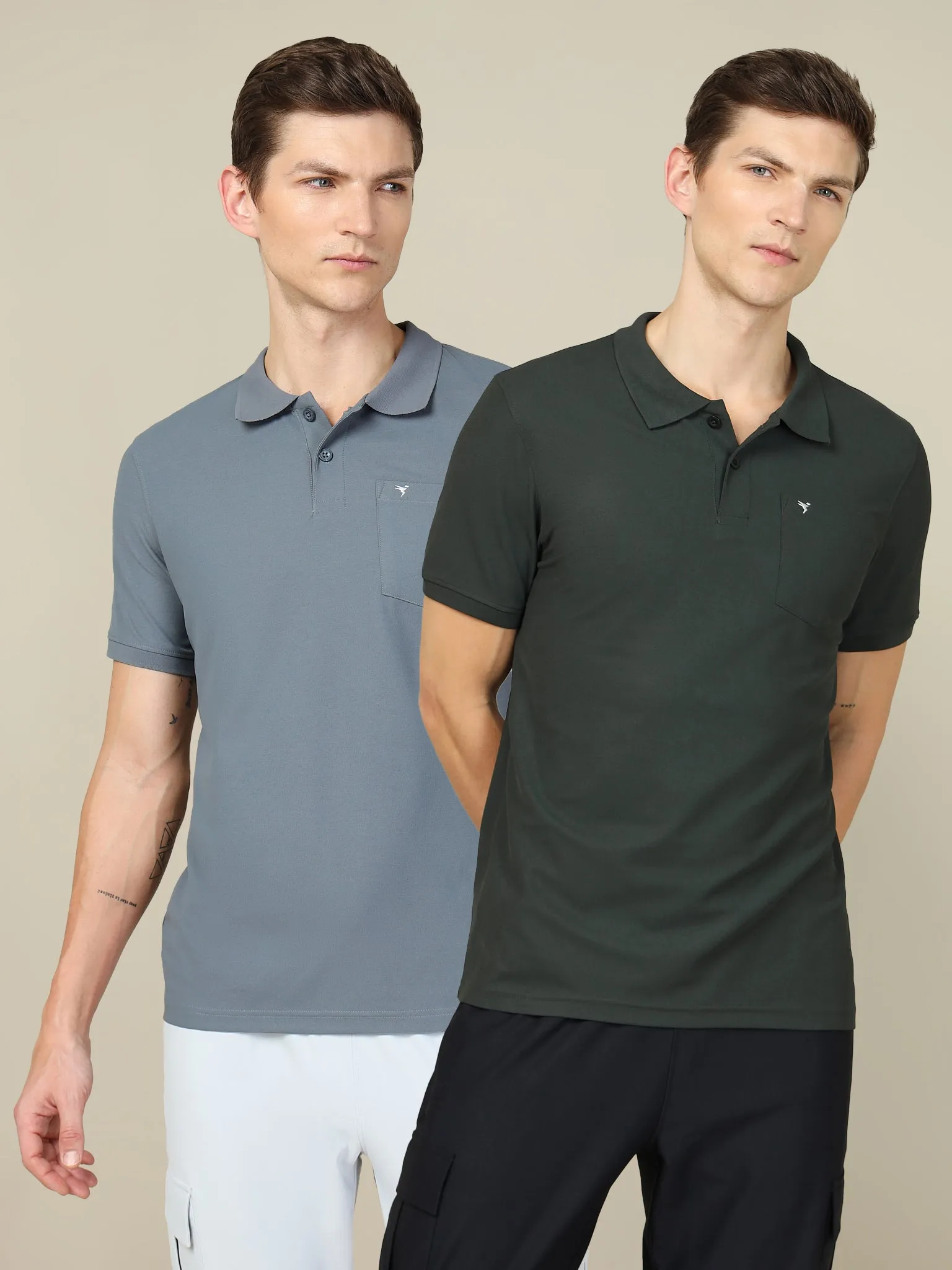 Men Solid Slim Fit Polo T-shirt with MATPIQ (Pack of 2) Hygroscopic Threads Golf Tournament