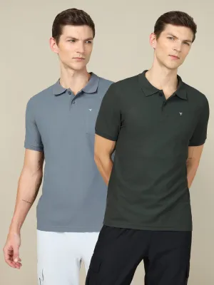 Trendy Appeal Men Solid Slim Fit Polo T-shirt with MATPIQ (Pack of 2)